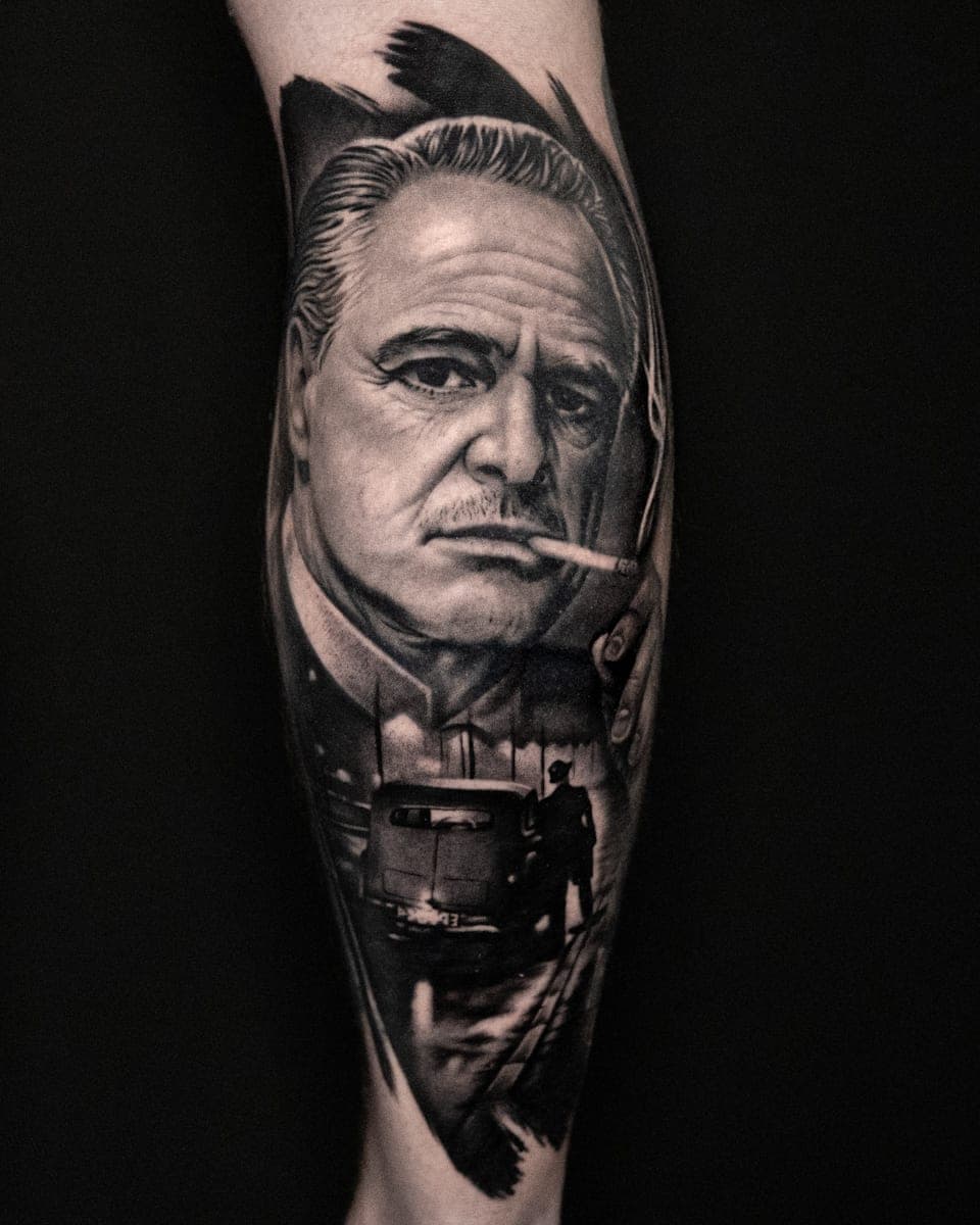 Vito Corleone z „Ojca chrzestnego” — realizm black&grey